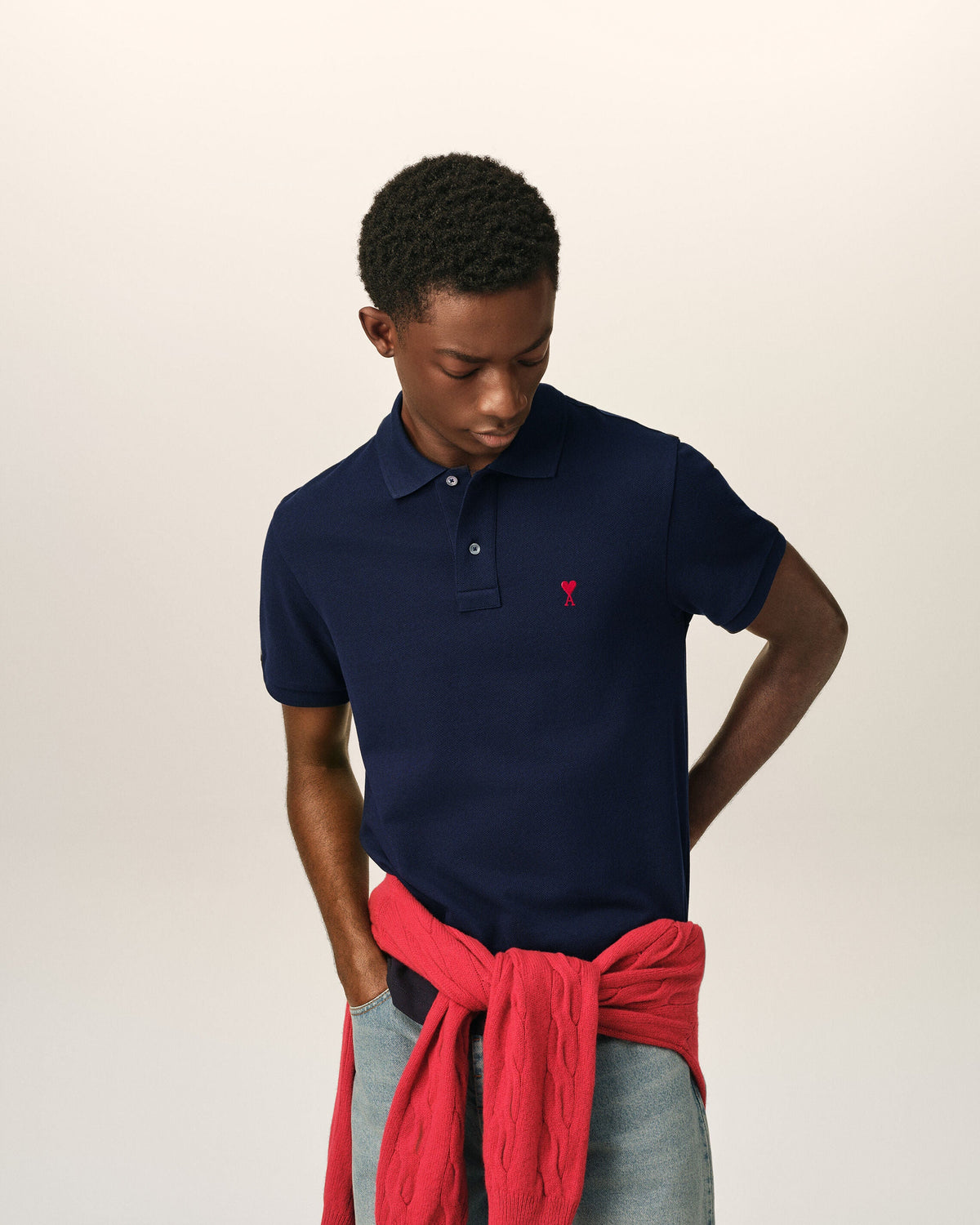 Polo Ami de Coeur en coton Bleu