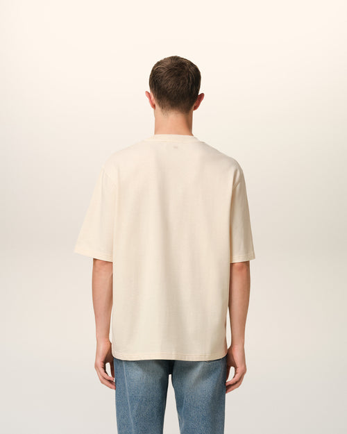 T-Shirt Beige Patch Ami de Coeur En Coton — BLANC CREME
