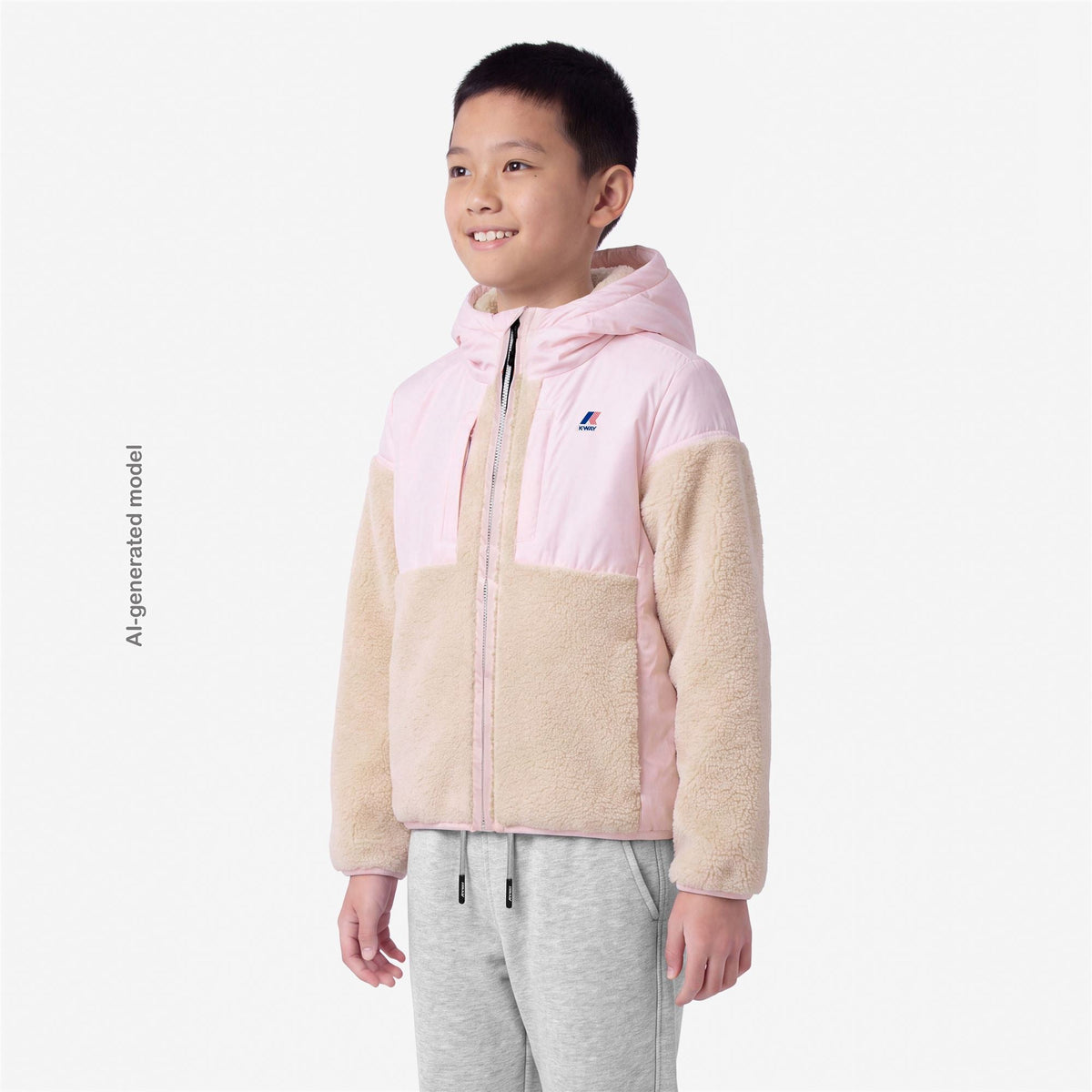 K-WAY ENFANT - P. SAMSON 4.0 ORSETTO White Tofu / Pink Sallow
