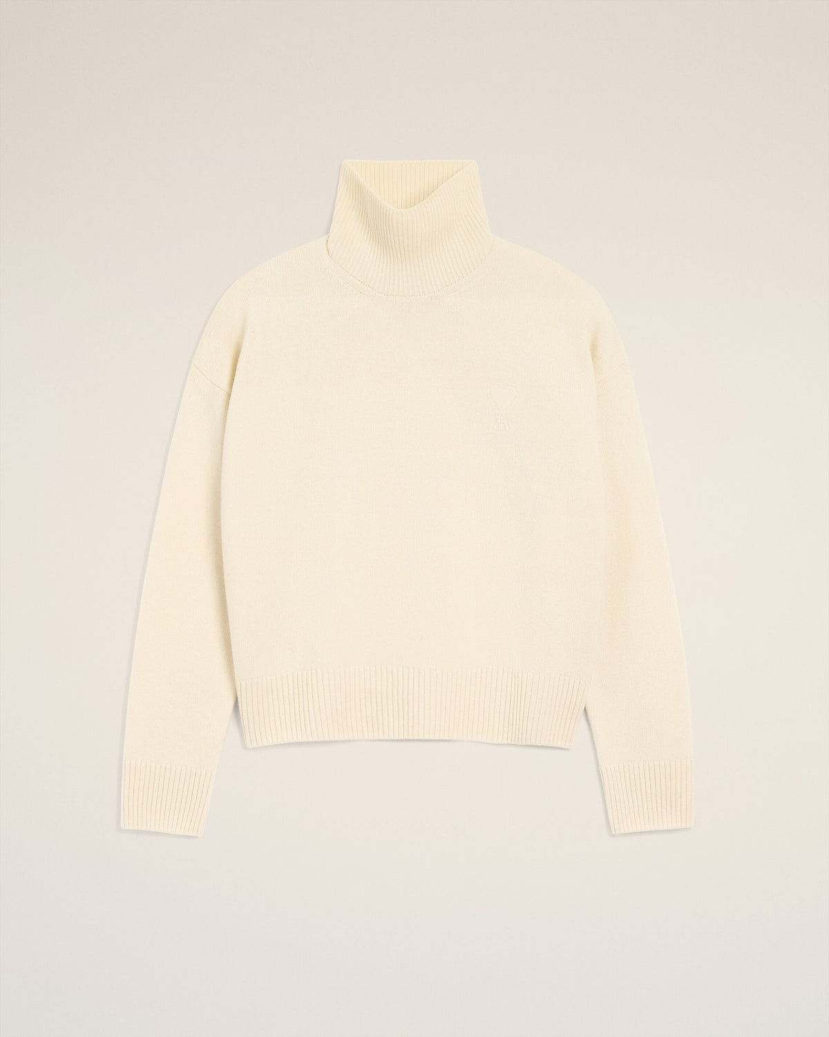 Pull Blanc Col Cheminée Ami De Coeur En Laine — IVOIRE