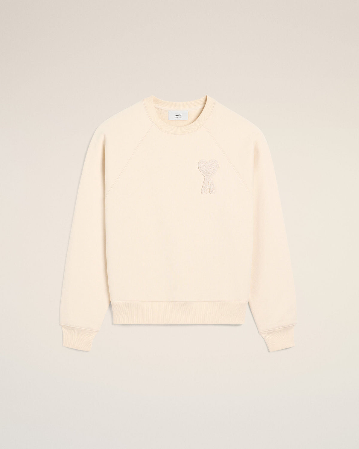 Sweatshirt Beige Patch Ami de Coeur En Coton — BLANC CREME
