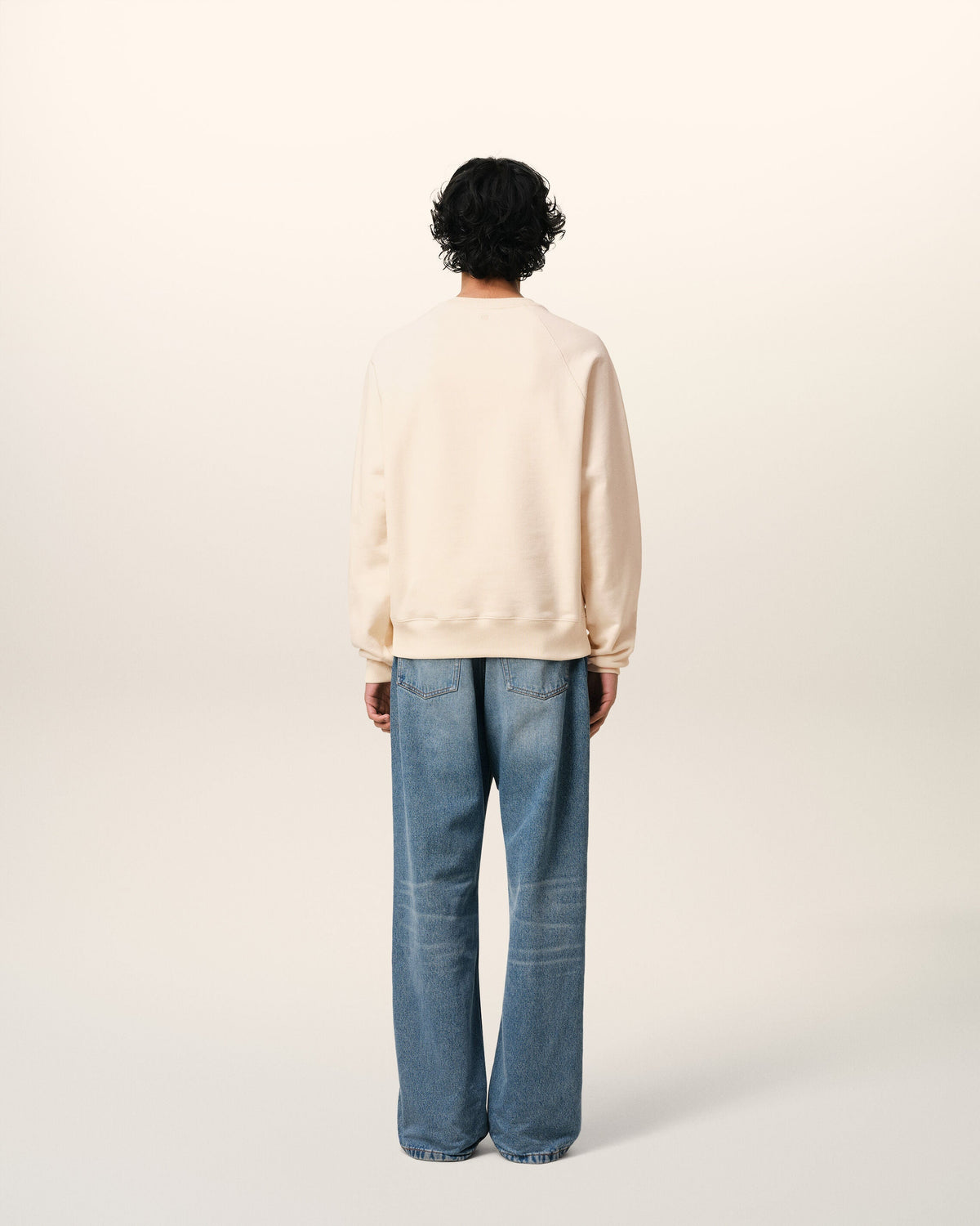 Sweatshirt Beige Patch Ami de Coeur En Coton — BLANC CREME