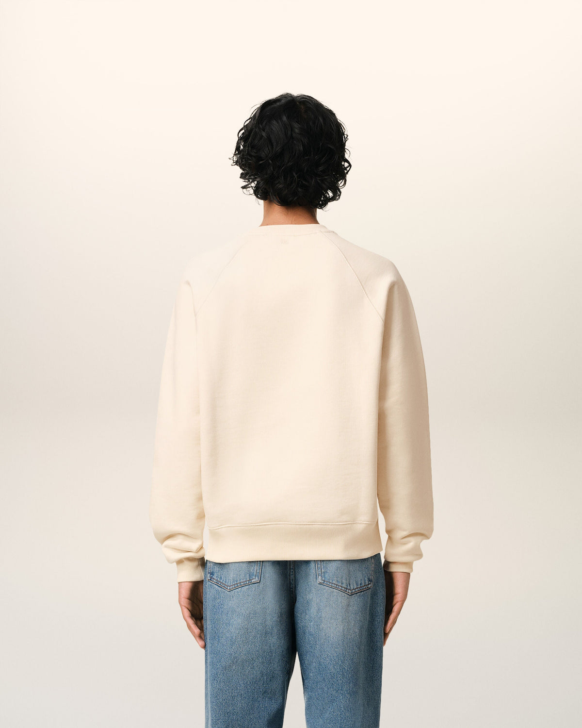 Sweatshirt Beige Patch Ami de Coeur En Coton — BLANC CREME