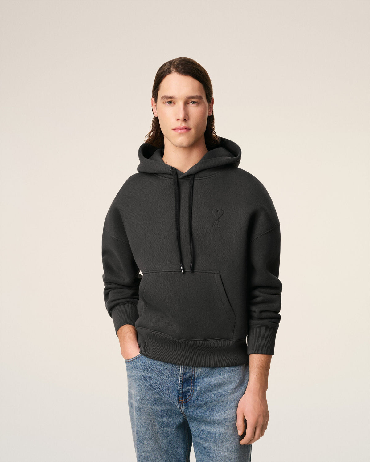 Hoodie Noir Ami De Coeur En Coton — ANTHRACITE