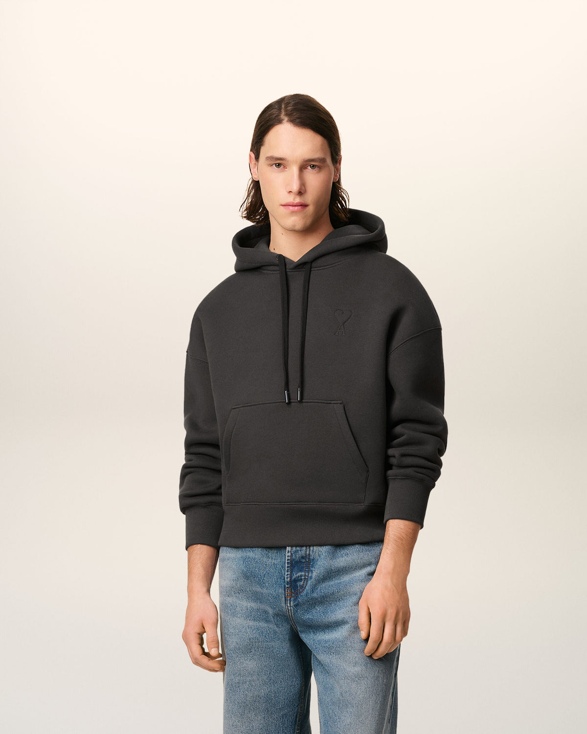 Hoodie Noir Ami De Coeur En Coton — ANTHRACITE