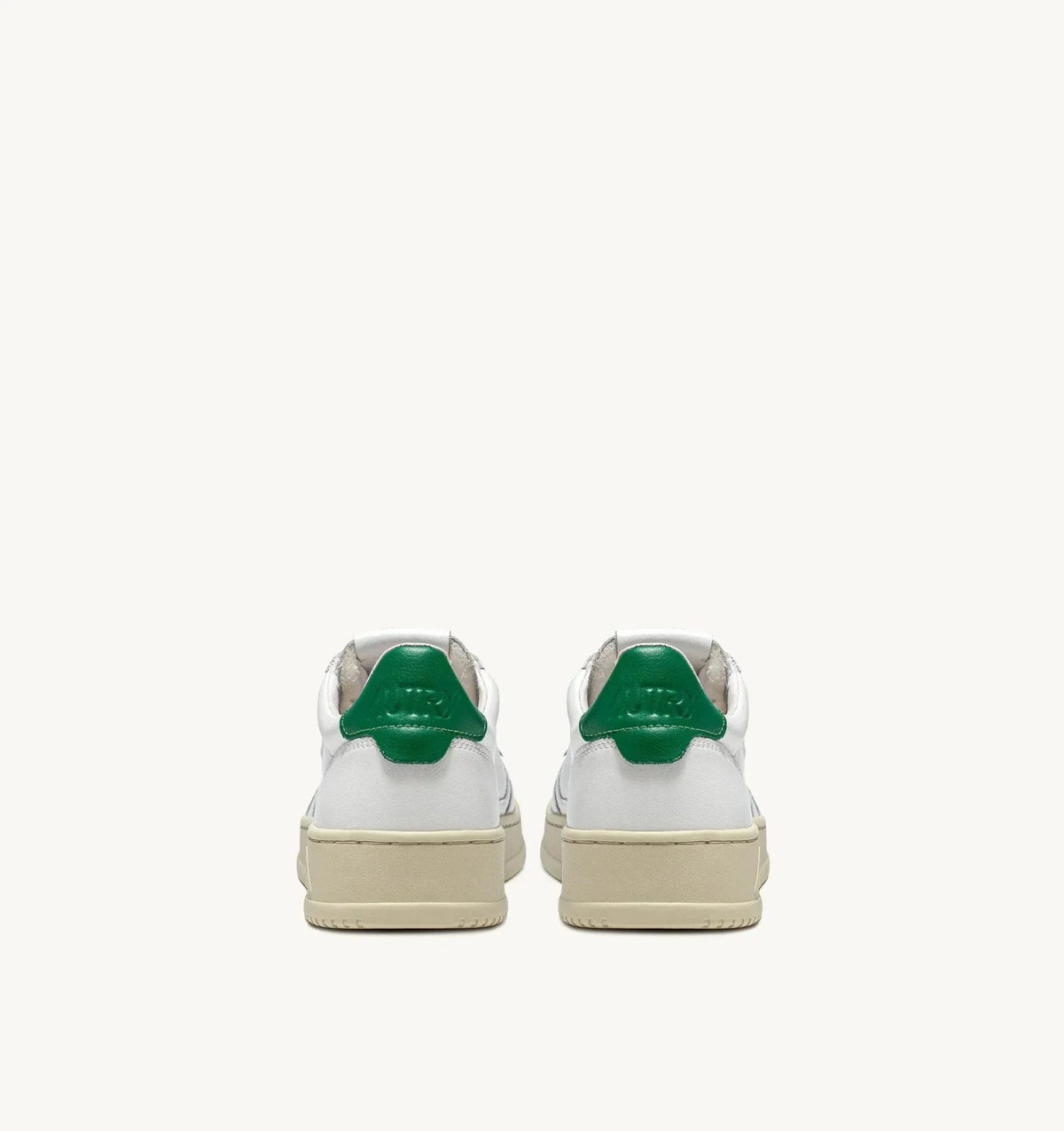 AUTRY - Baskets medalist low en cuir blanc et vert