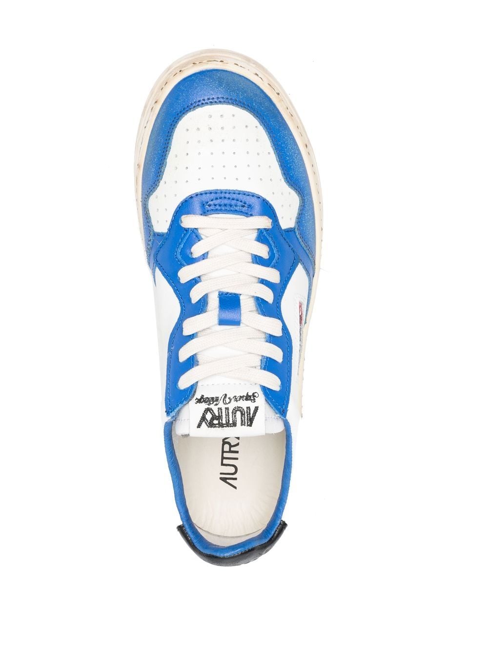 Autry baskets Medalist Super Vintage cuir Blanc, Bleu et noir
