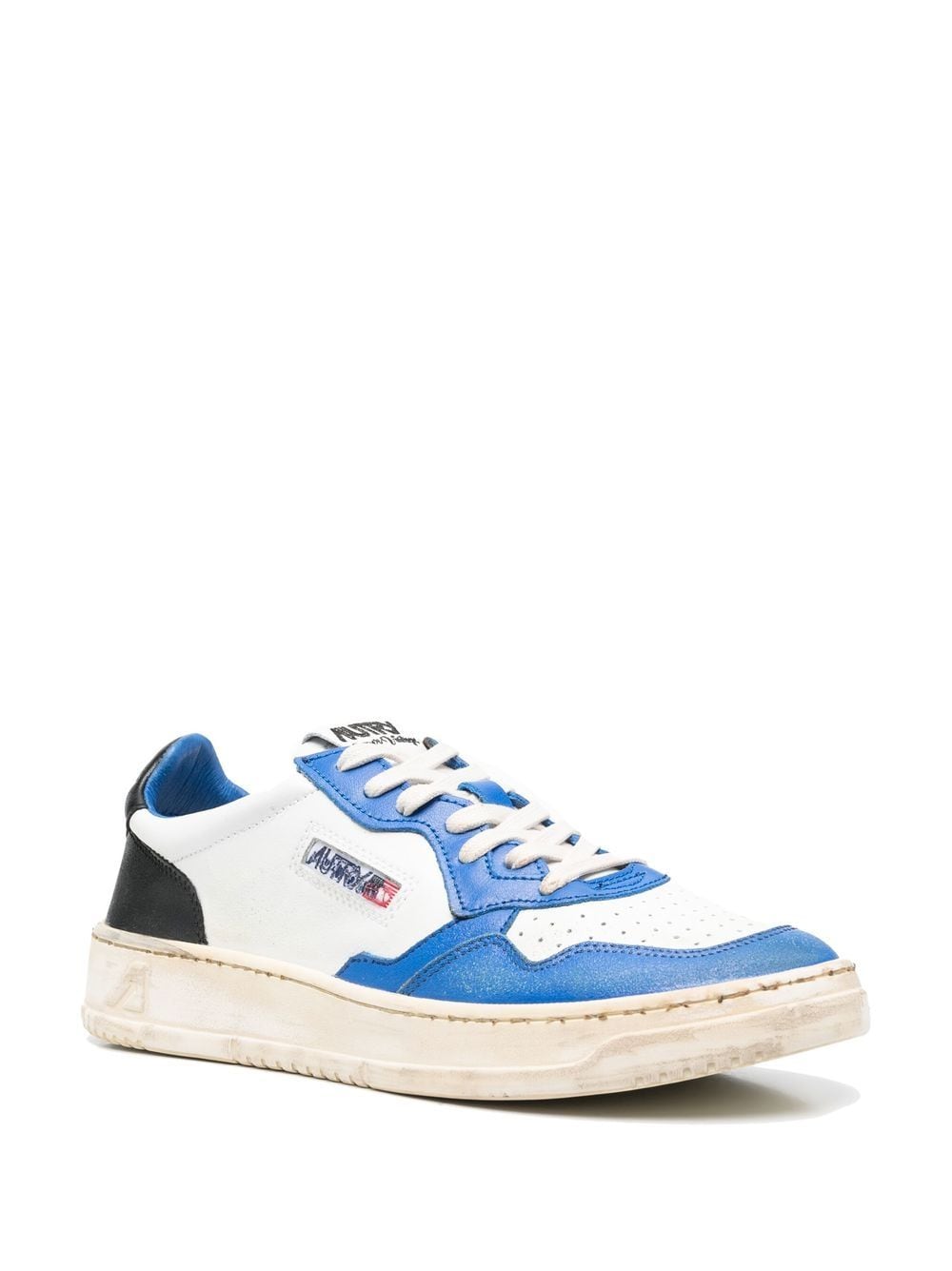 Autry baskets Medalist Super Vintage cuir Blanc, Bleu et noir