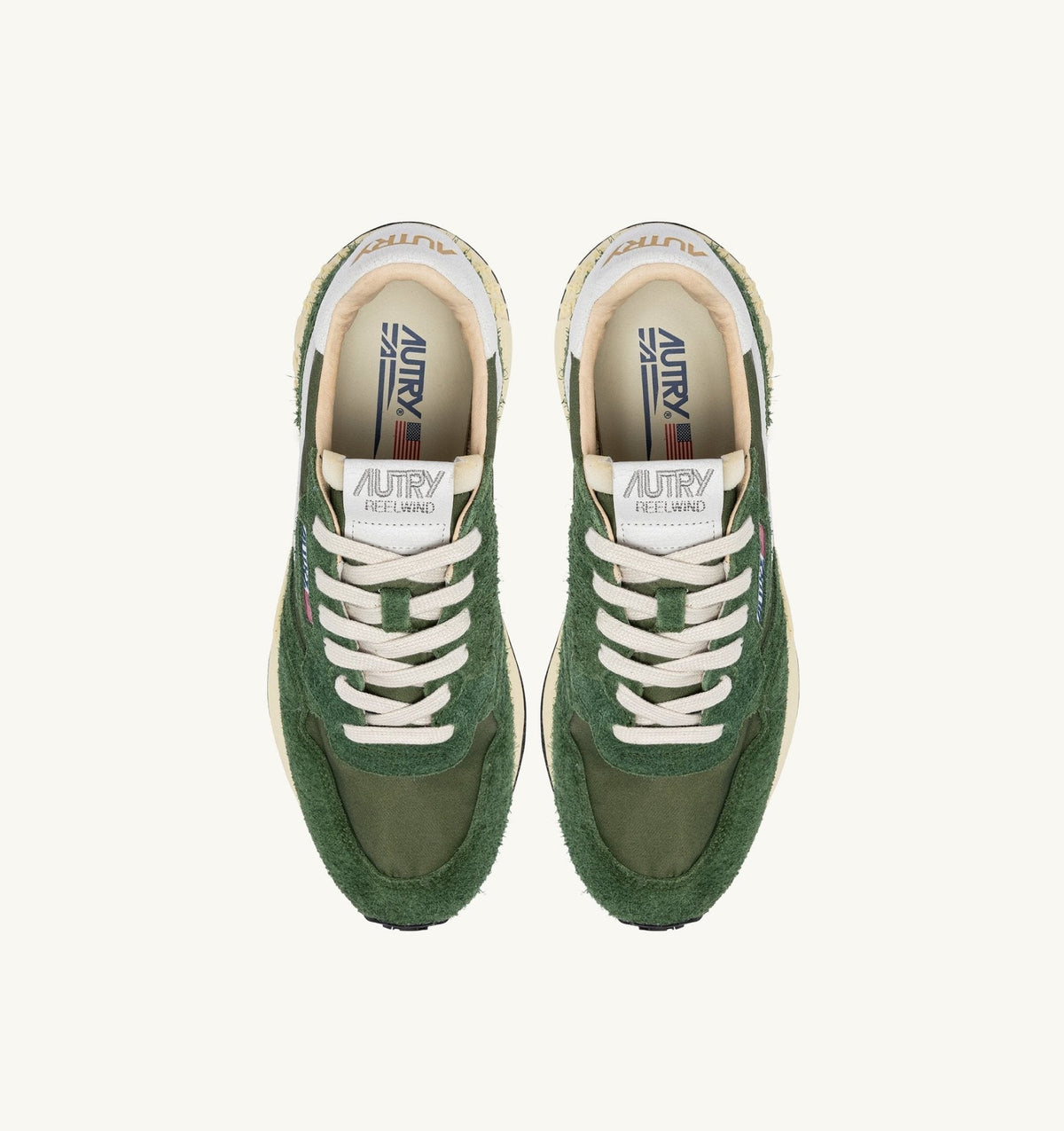 AUTRY - BASKETS REELWIND LOW EN NYLON ET DAIM VERT MILITARY