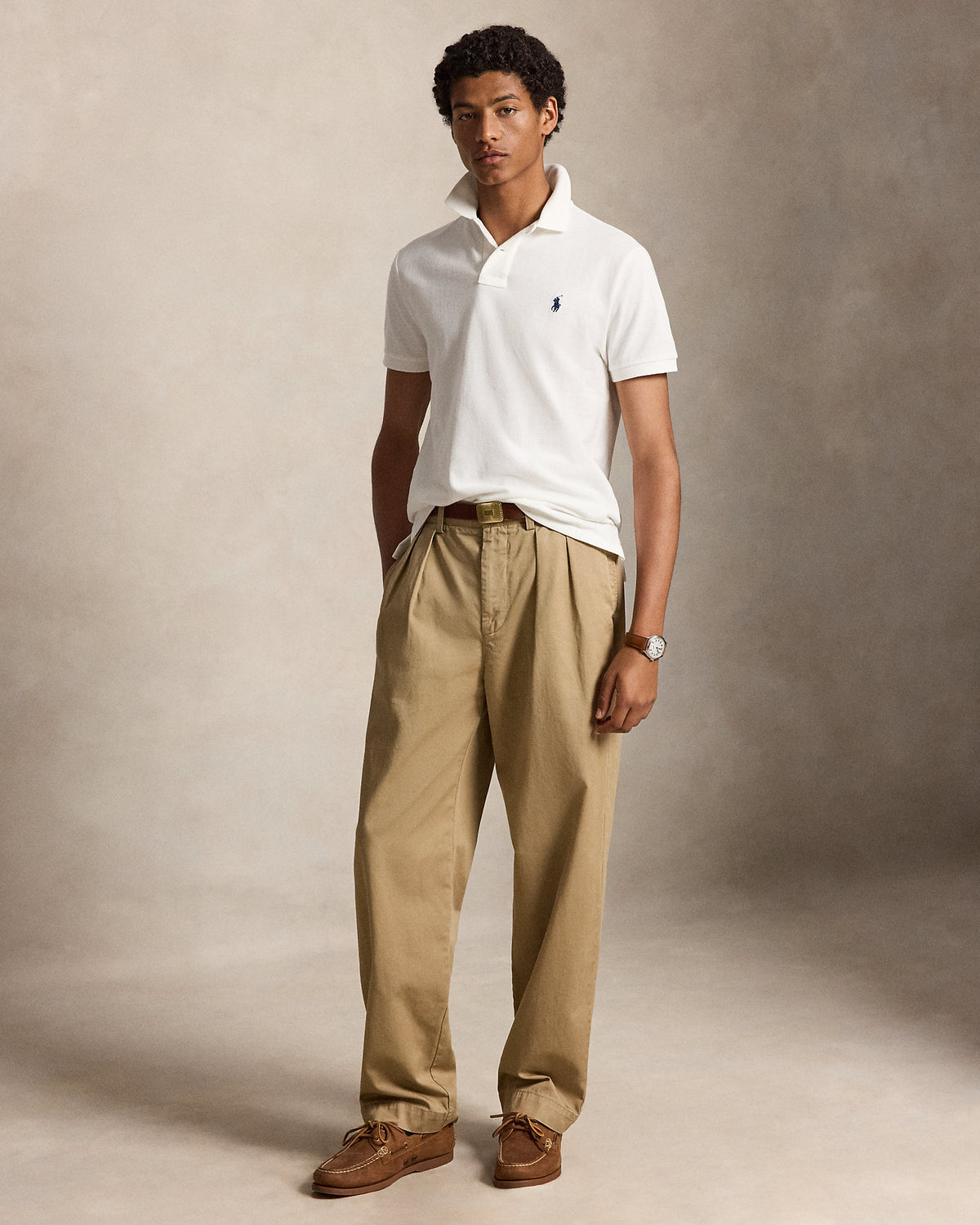 Polo Custom Slim Fit iconique en piqué Blanc/Marine