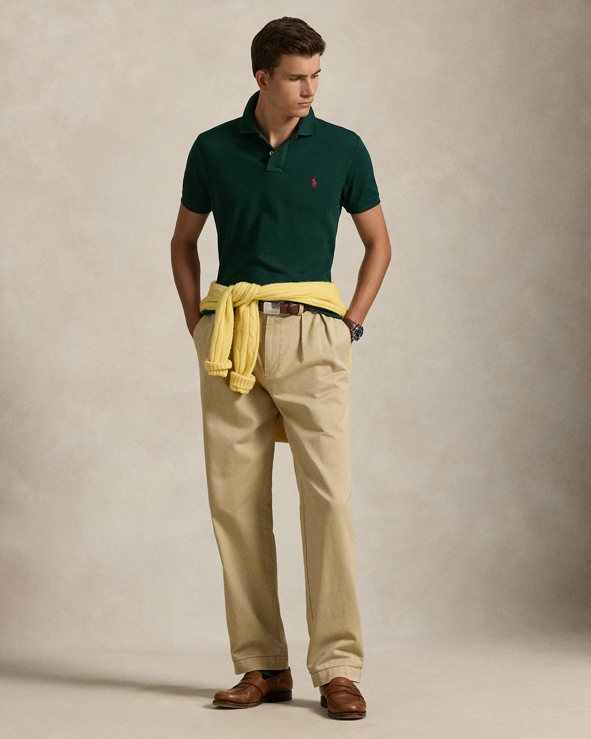 Polo Custom Slim Fit iconique en piqué College Green