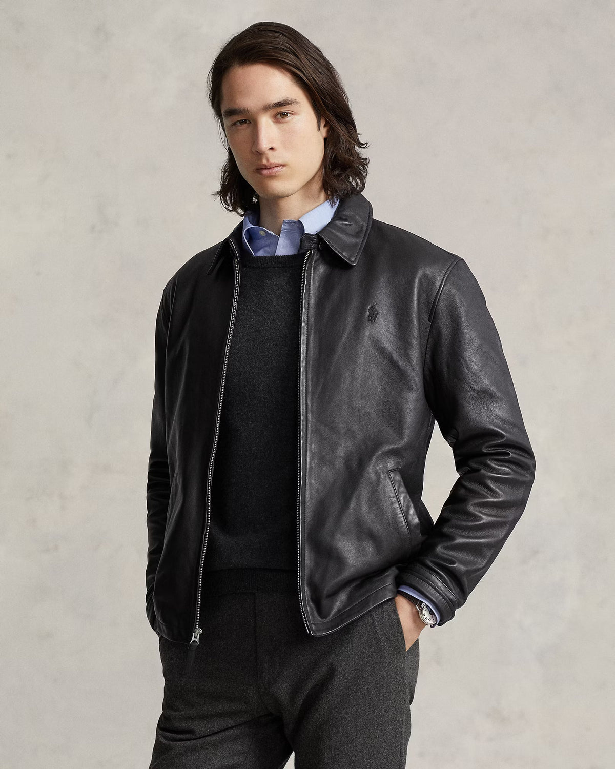 Veste en cuir — Brun bison