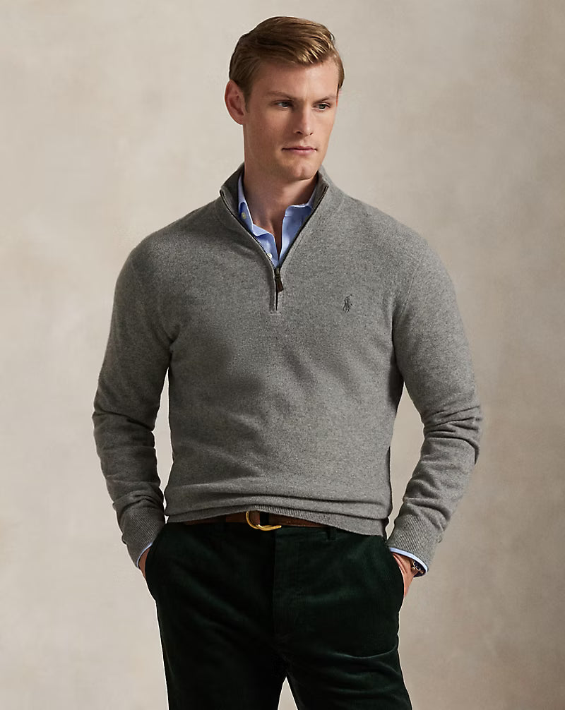 Pull demi-zippé en laine