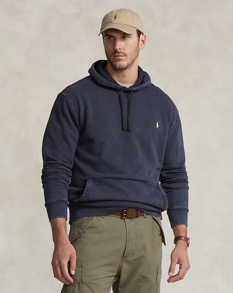 Sweat à capuche en molleton bouclé — Navy Grossy