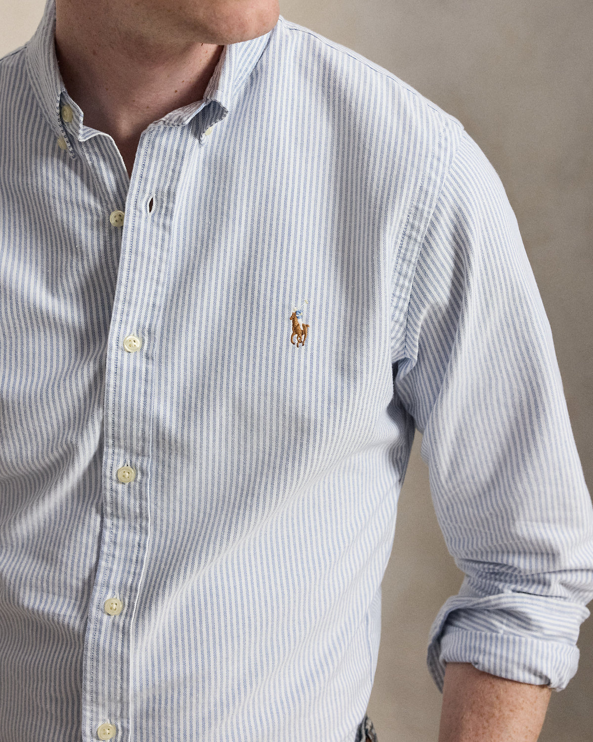 Chemise Oxford Slim Fit Bleu/Blanc rayé