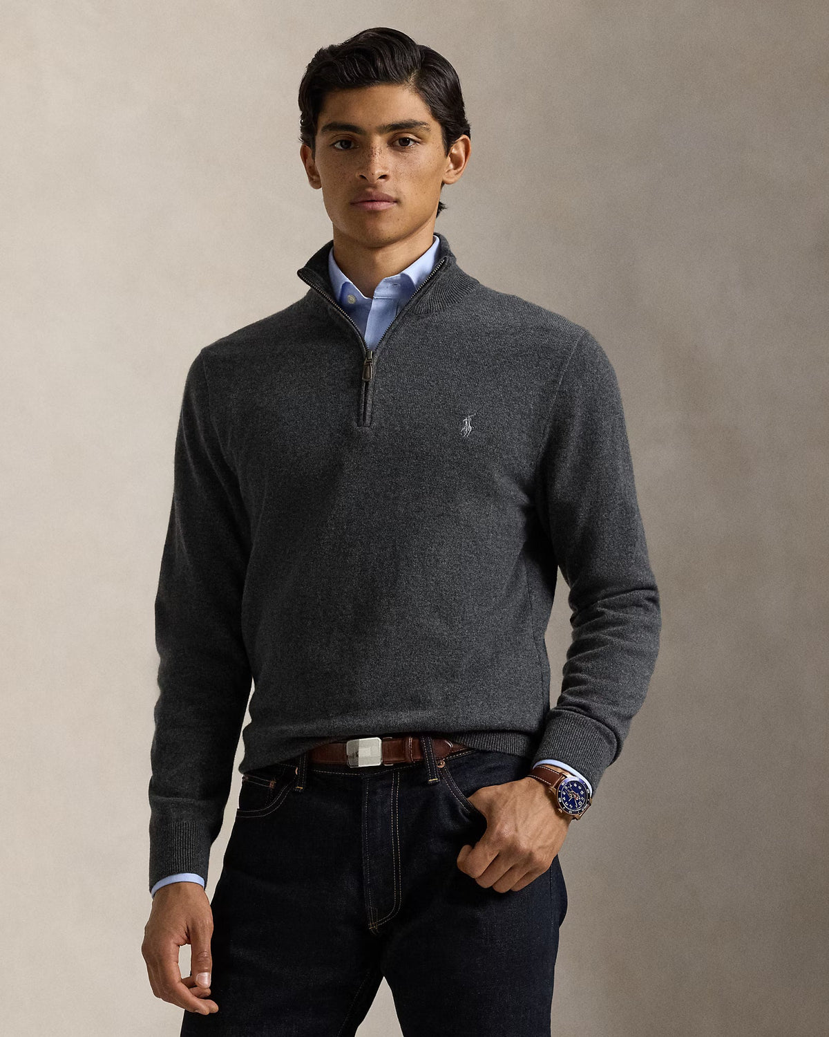 Pull demi-zippé en laine