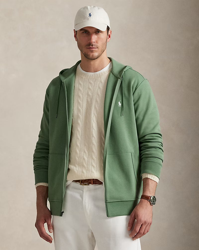 Sweat à capuche en maille double — Bleu Terre