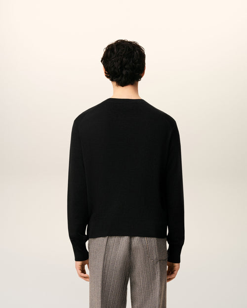 Pull Noir Col Rond Ami De Coeur En Laine — NOIR/NOIR