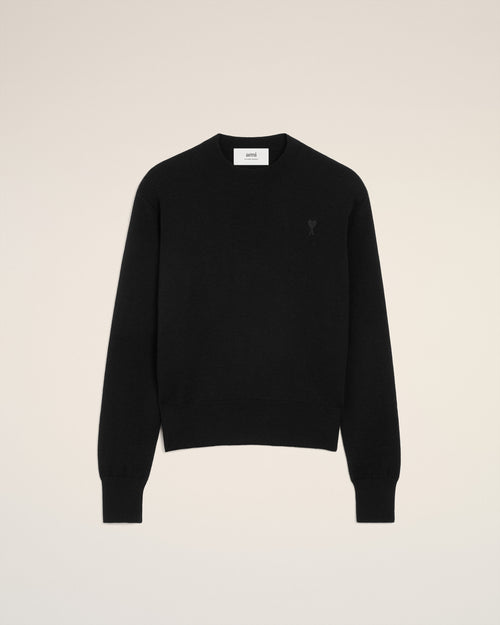 Pull Noir Col Rond Ami De Coeur En Laine — NOIR/NOIR