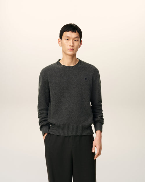 Pull Noir Col Rond Ami De Coeur En Cachemire