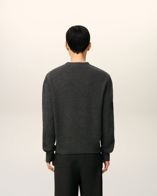 Pull Noir Col Rond Ami De Coeur En Cachemire