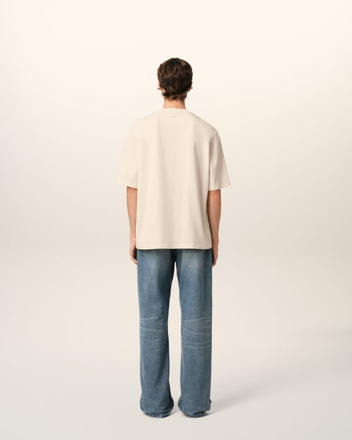 T-Shirt Beige Patch Ami de Coeur En Coton — BLANC CREME
