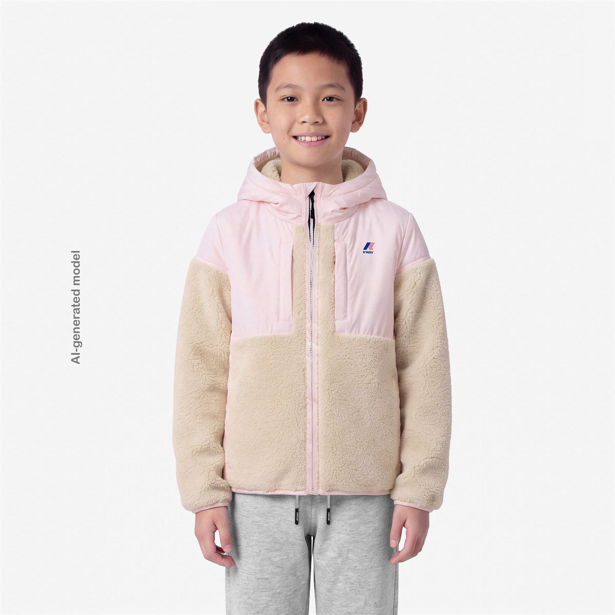 K-WAY ENFANT - P. SAMSON 4.0 ORSETTO White Tofu / Pink Sallow