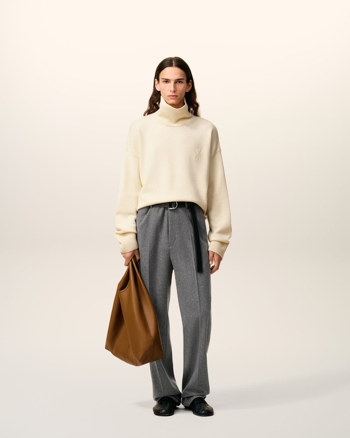 Pull Blanc Col Cheminée Ami De Coeur En Laine — IVOIRE