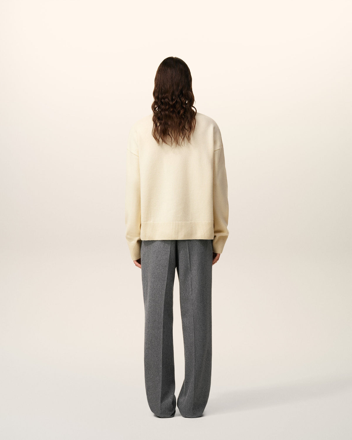 Pull Blanc Col Cheminée Ami De Coeur En Laine — IVOIRE