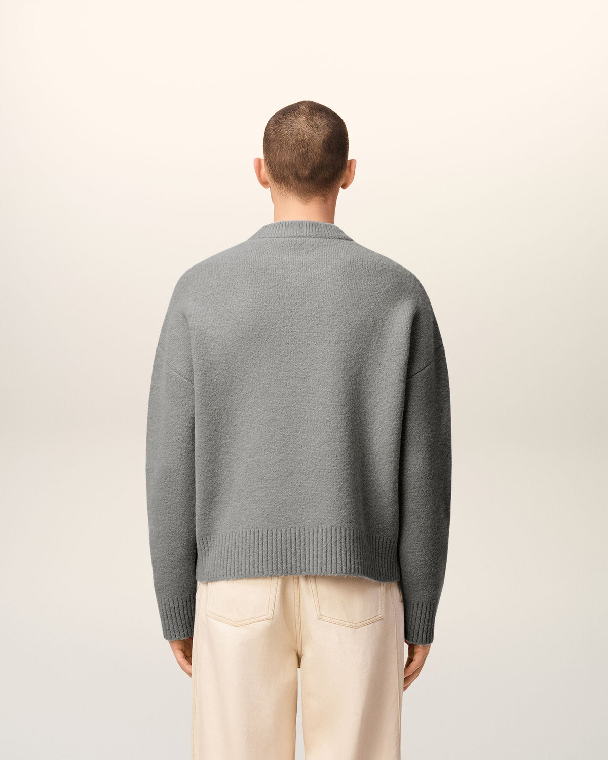 Pull Gris Col Rond Ami De Coeur En Alpaga