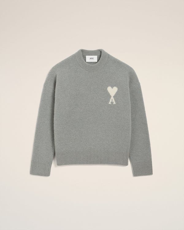 Pull Gris Col Rond Ami De Coeur En Alpaga