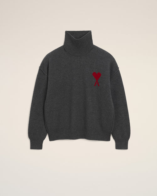 Pull Gris Col Cheminée Ami De Coeur En Laine