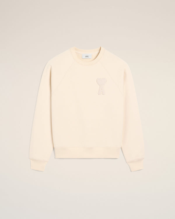 Sweatshirt Beige Patch Ami de Coeur En Coton — BLANC CREME