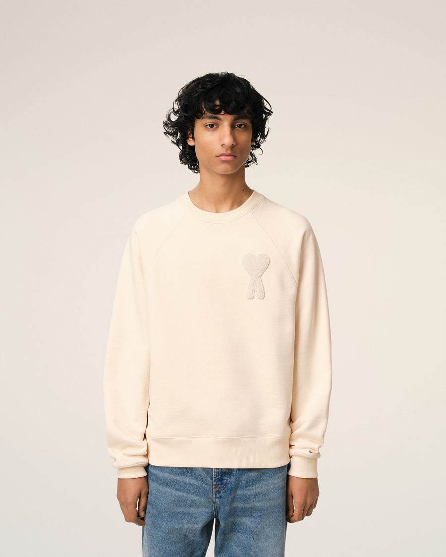 Sweatshirt Beige Patch Ami de Coeur En Coton — BLANC CREME