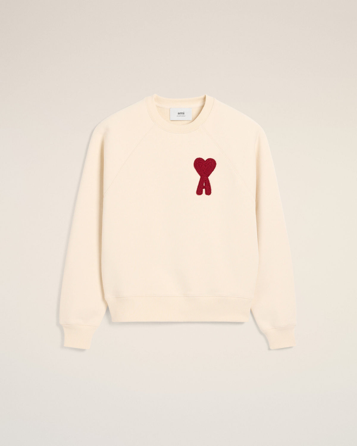 Sweatshirt Beige Patch Ami de Coeur En Coton — BLANC CREME