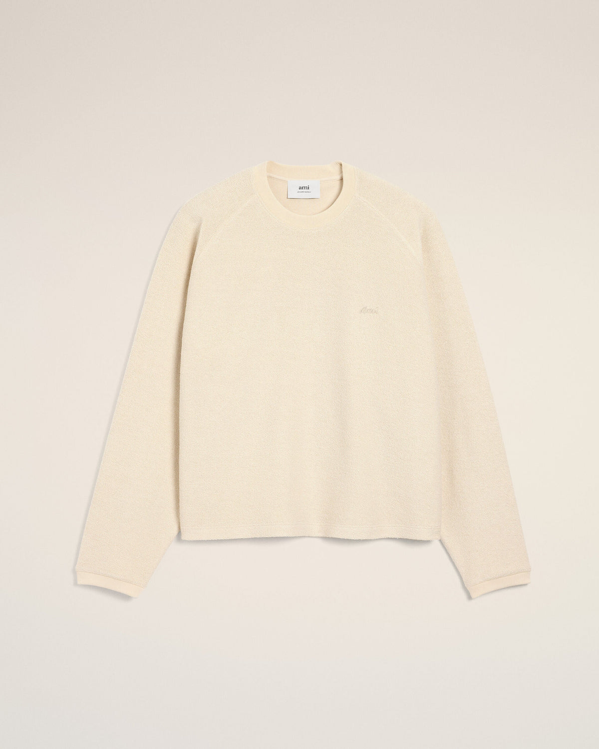 Sweatshirt Blanc Col Rond Manches Raglan En Coton