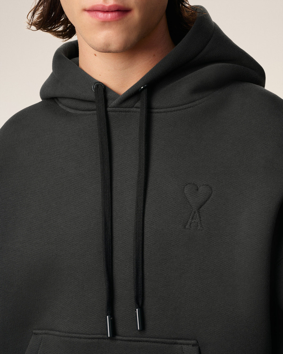 Hoodie Noir Ami De Coeur En Coton — ANTHRACITE