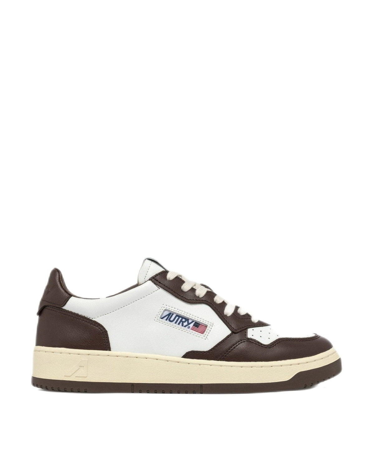 AUTRY - Basket basse Medalist cuir blanc et marron - Lothaire