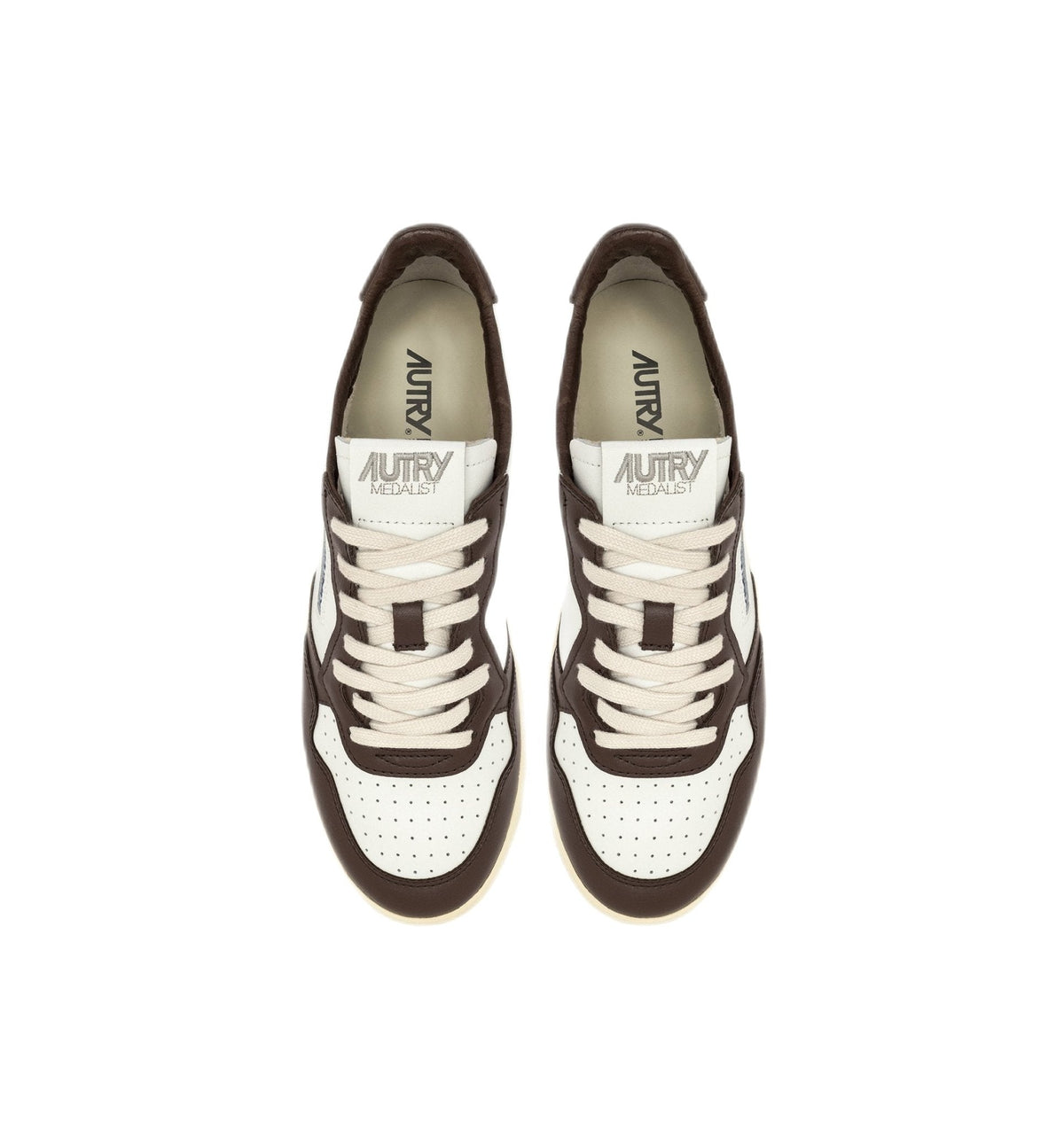 AUTRY - Basket basse Medalist cuir blanc et marron