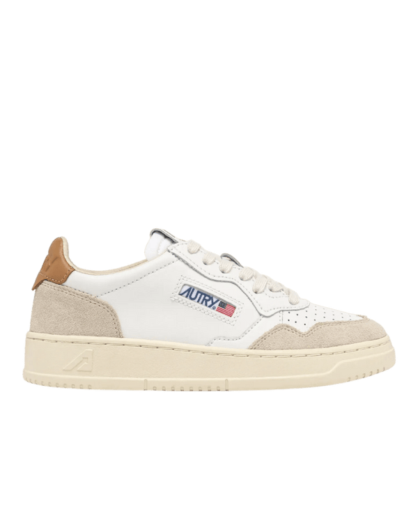 AUTRY - Baskets medalist low en daim et cuir blanc et brown sugar - Lothaire