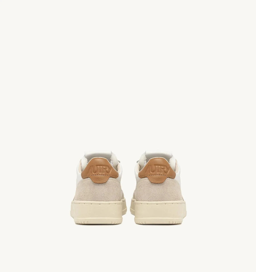 AUTRY - Baskets medalist low en daim et cuir blanc et brown sugar
