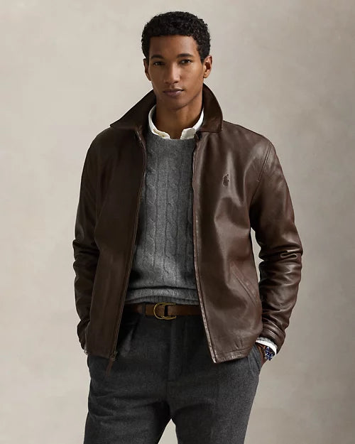 Veste en cuir — Brun bison
