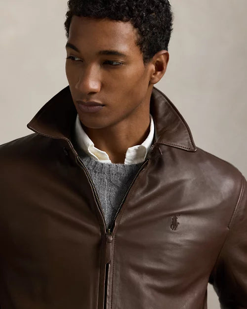 Veste en cuir — Brun bison