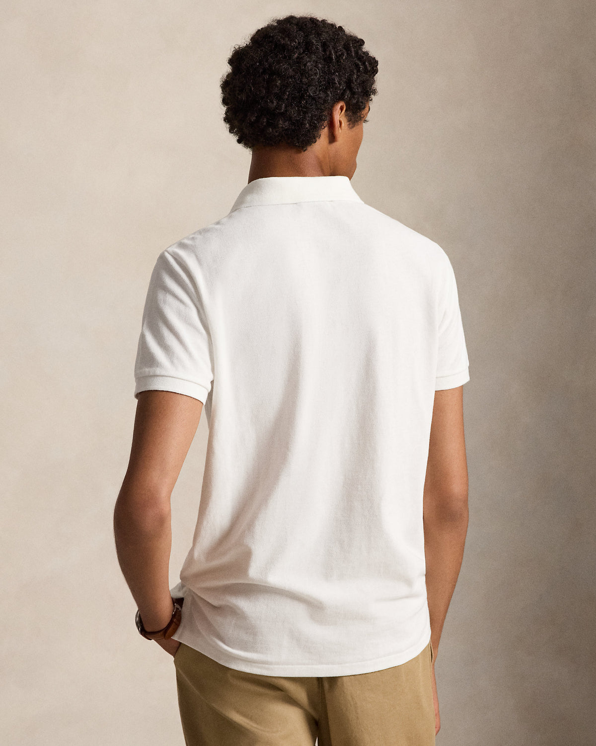 Polo Custom Slim Fit iconique en piqué Blanc/Marine