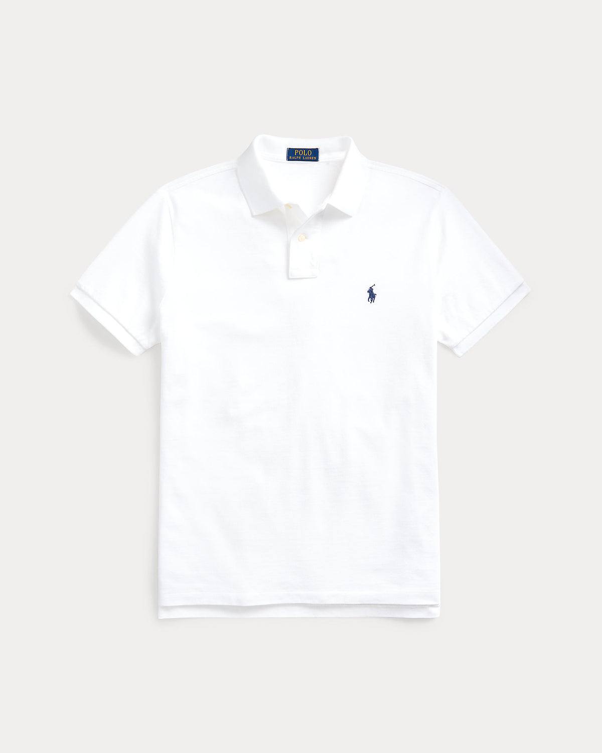 Polo Custom Slim Fit iconique en piqué Blanc/Marine