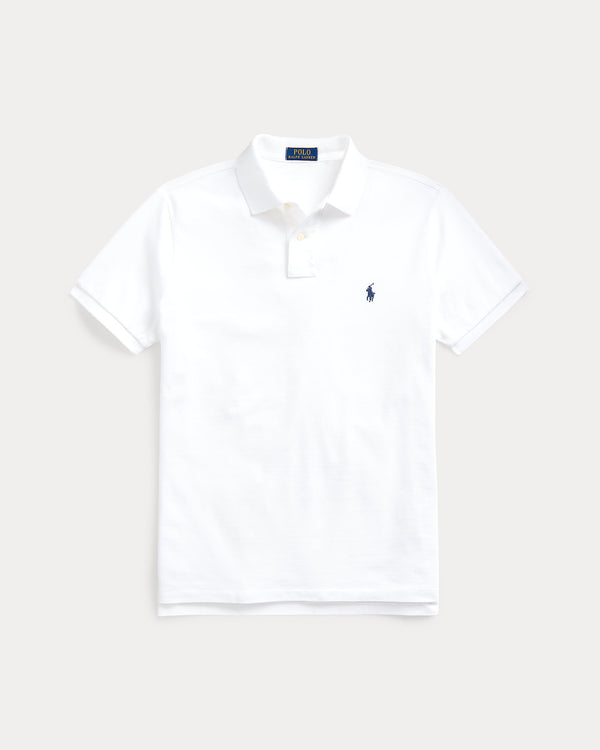 Polo Custom Slim Fit iconique en piqué Blanc/Marine
