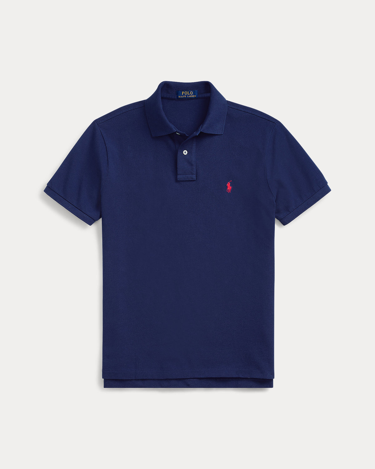 Polo Custom Slim Fit iconique en piqué Marine/Rouge