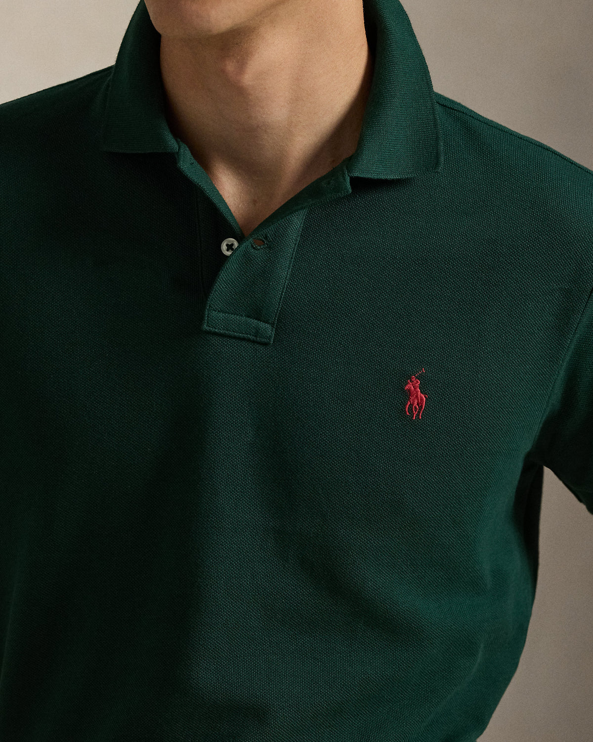Polo Custom Slim Fit iconique en piqué College Green