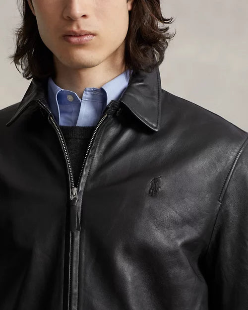 Veste en cuir — Brun bison
