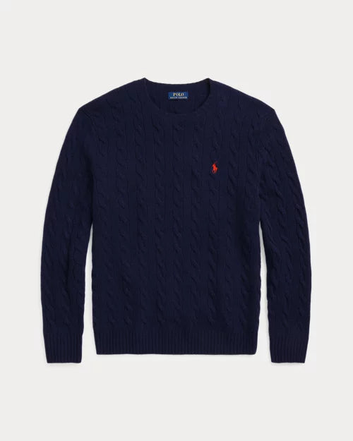 Pull à torsades en laine et cachemire — Hunter Navy